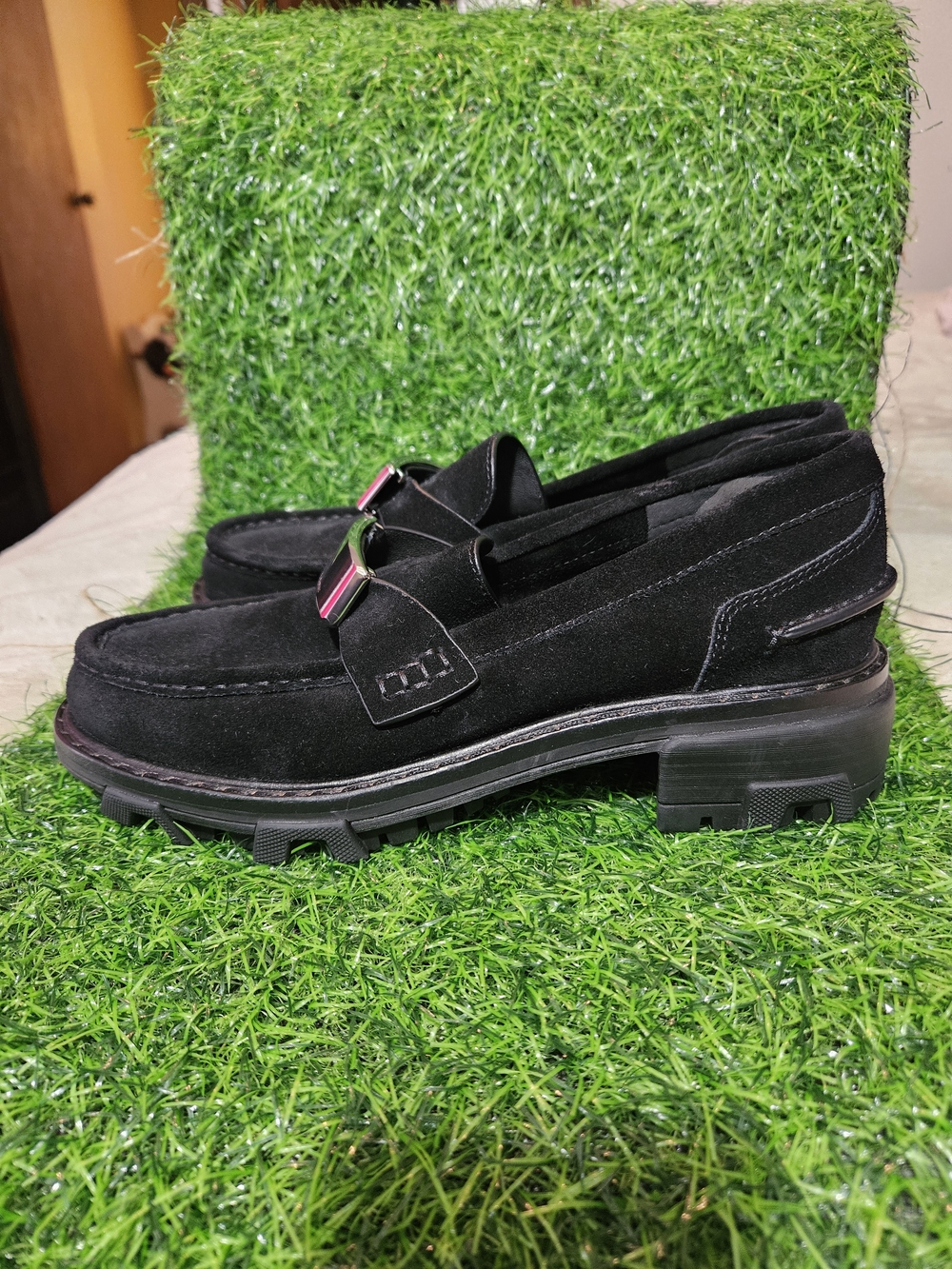 Rag & Bone Shiloh 2.0 Loafers Lug Black Suede Womens SZ US 6-EU 37-Retail $395+